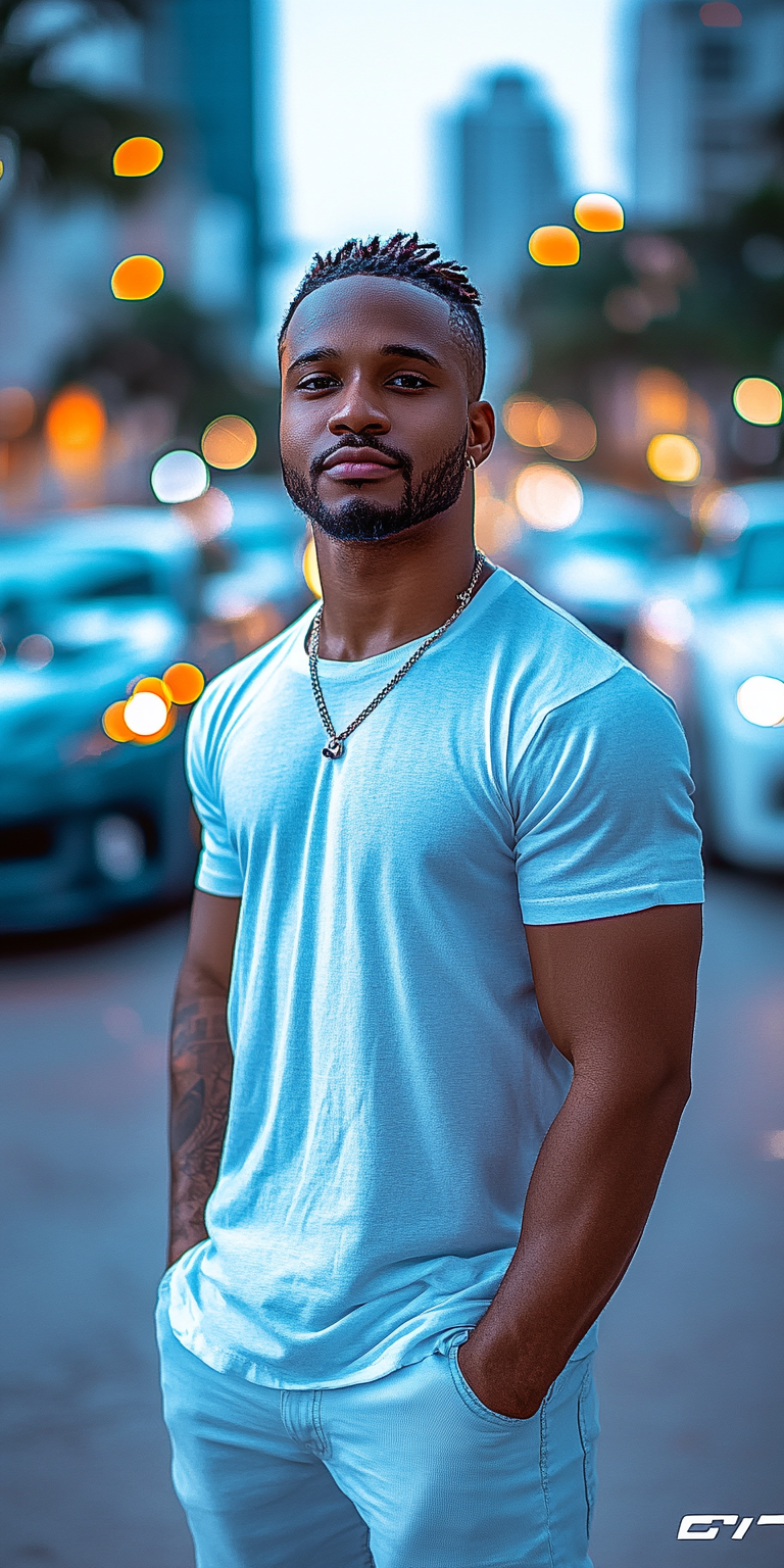 Stylish Light Blue T-Shirt Mockup with Customizable Design Area