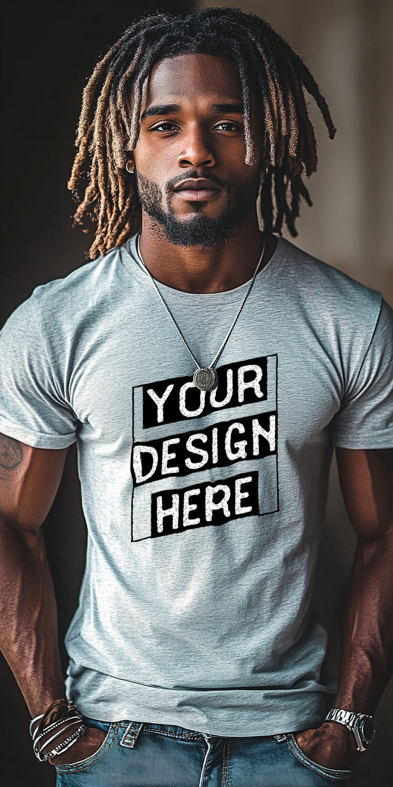 High-Quality Gray T-Shirt Mockup with Custom Design Area