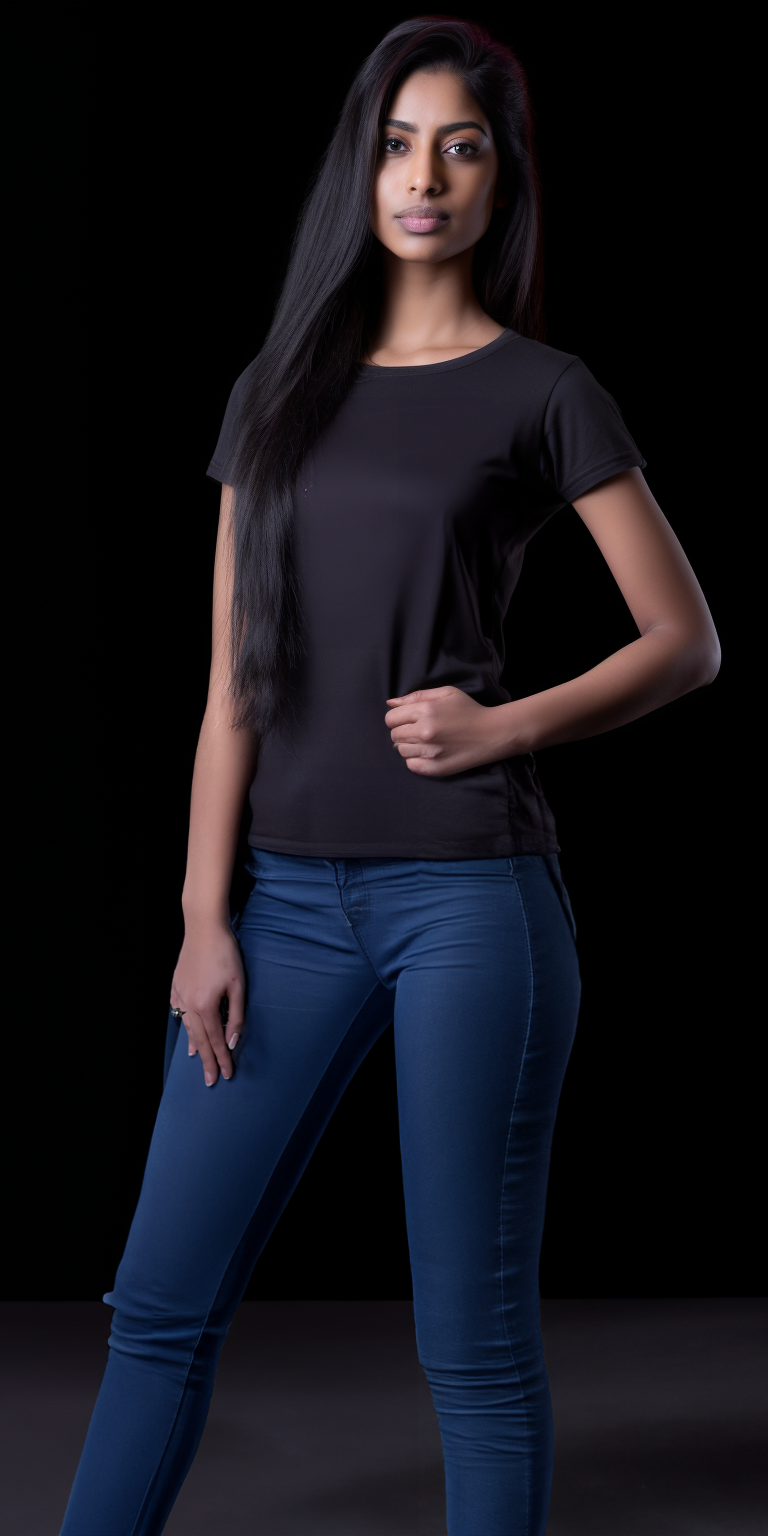 Elegant Black T-Shirt Mockup with Customizable Design for Women