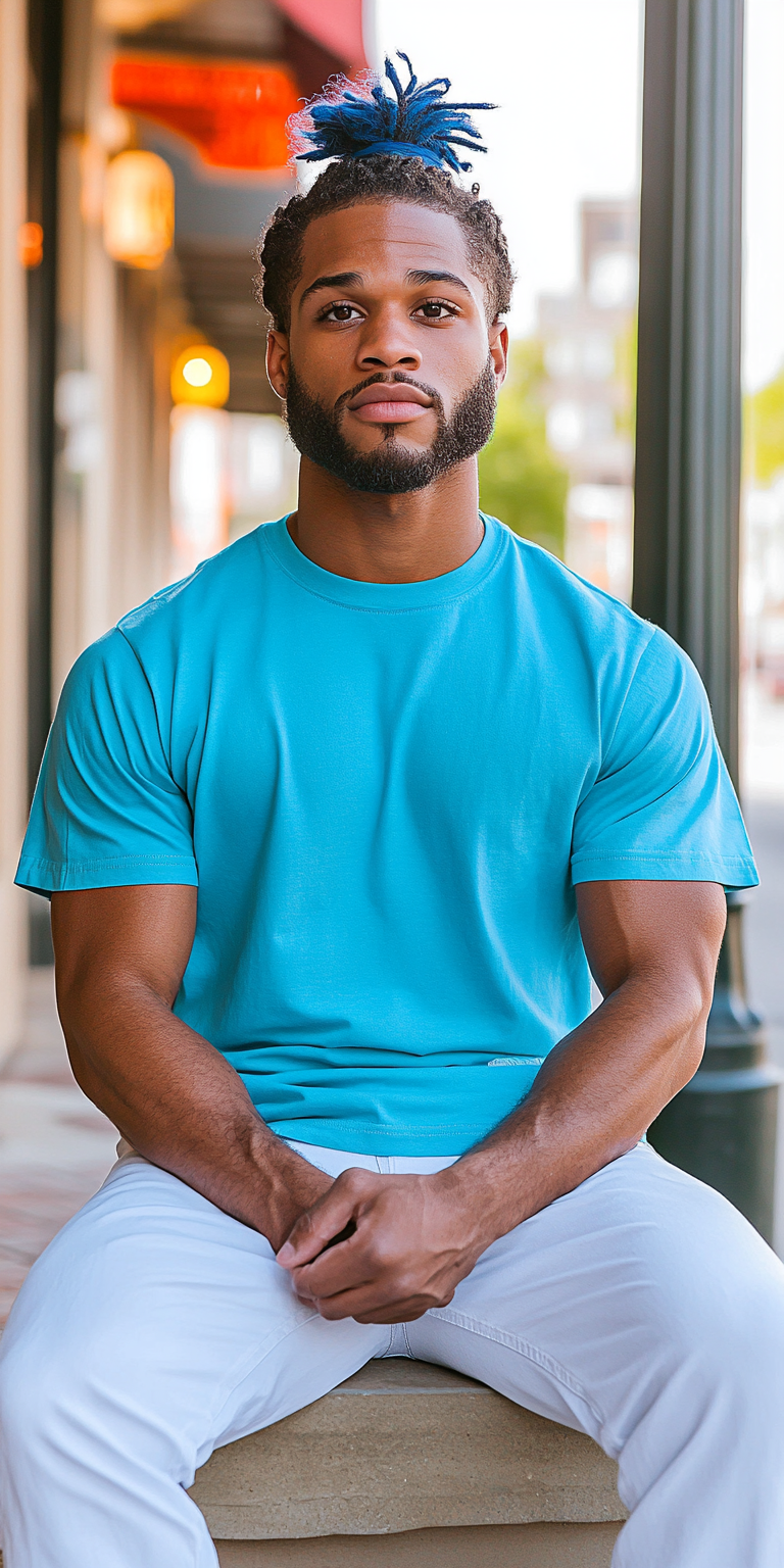 Modern Blue T-Shirt Mockup with Custom Design Space