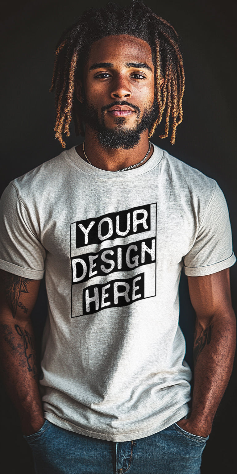 Stylish Beige T-Shirt Mockup with Customizable Design Area