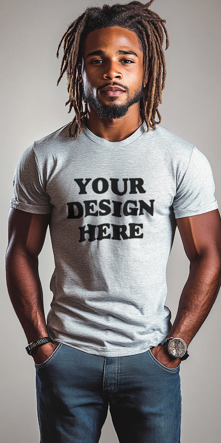 Minimalist Gray T-Shirt Mockup with Customizable Design