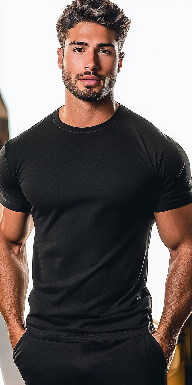 Elegant Black T-Shirt Mockup with Customizable Design Area