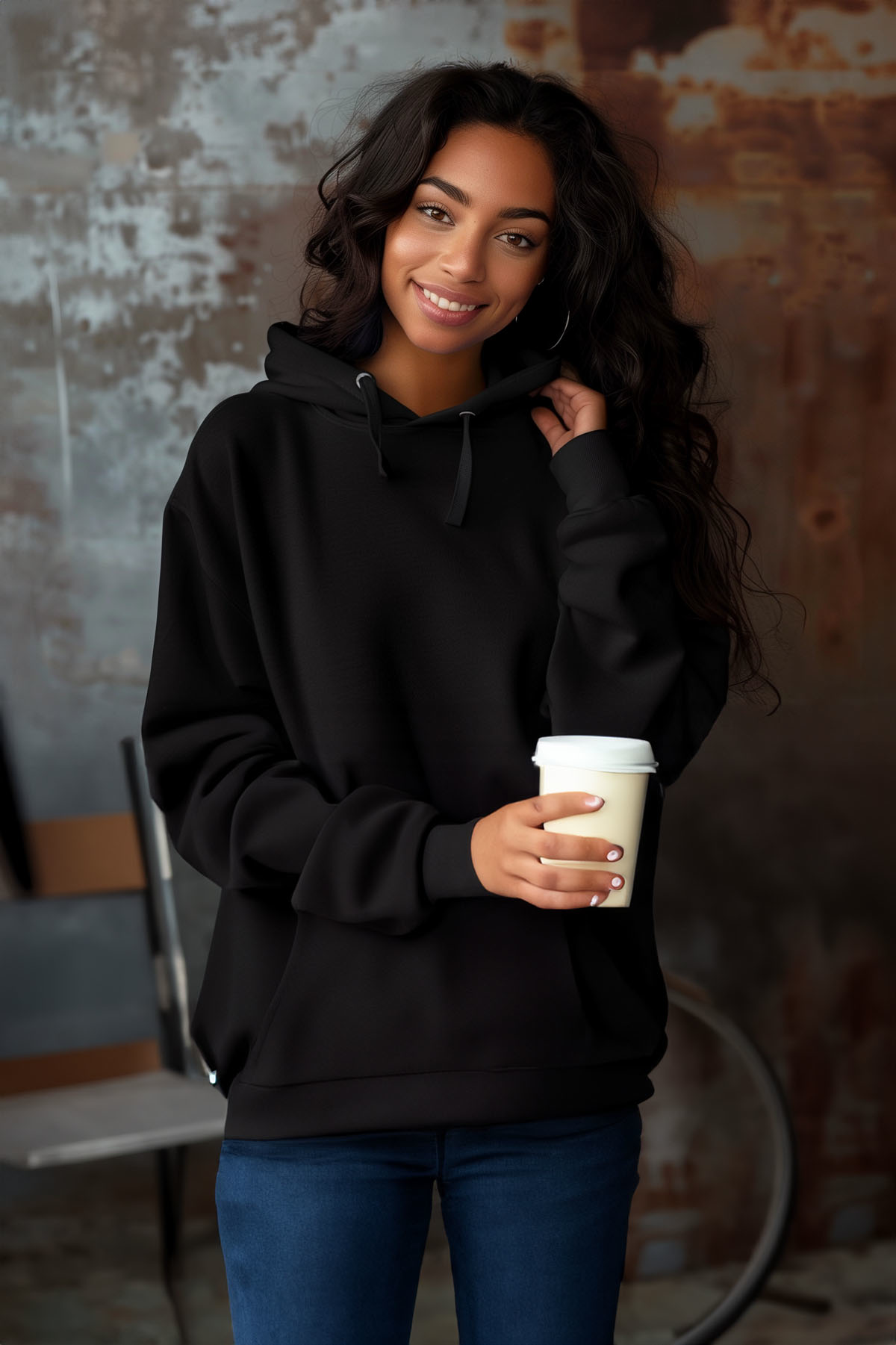 Cozy Black Hoodie Mockup Featuring Customizable Design