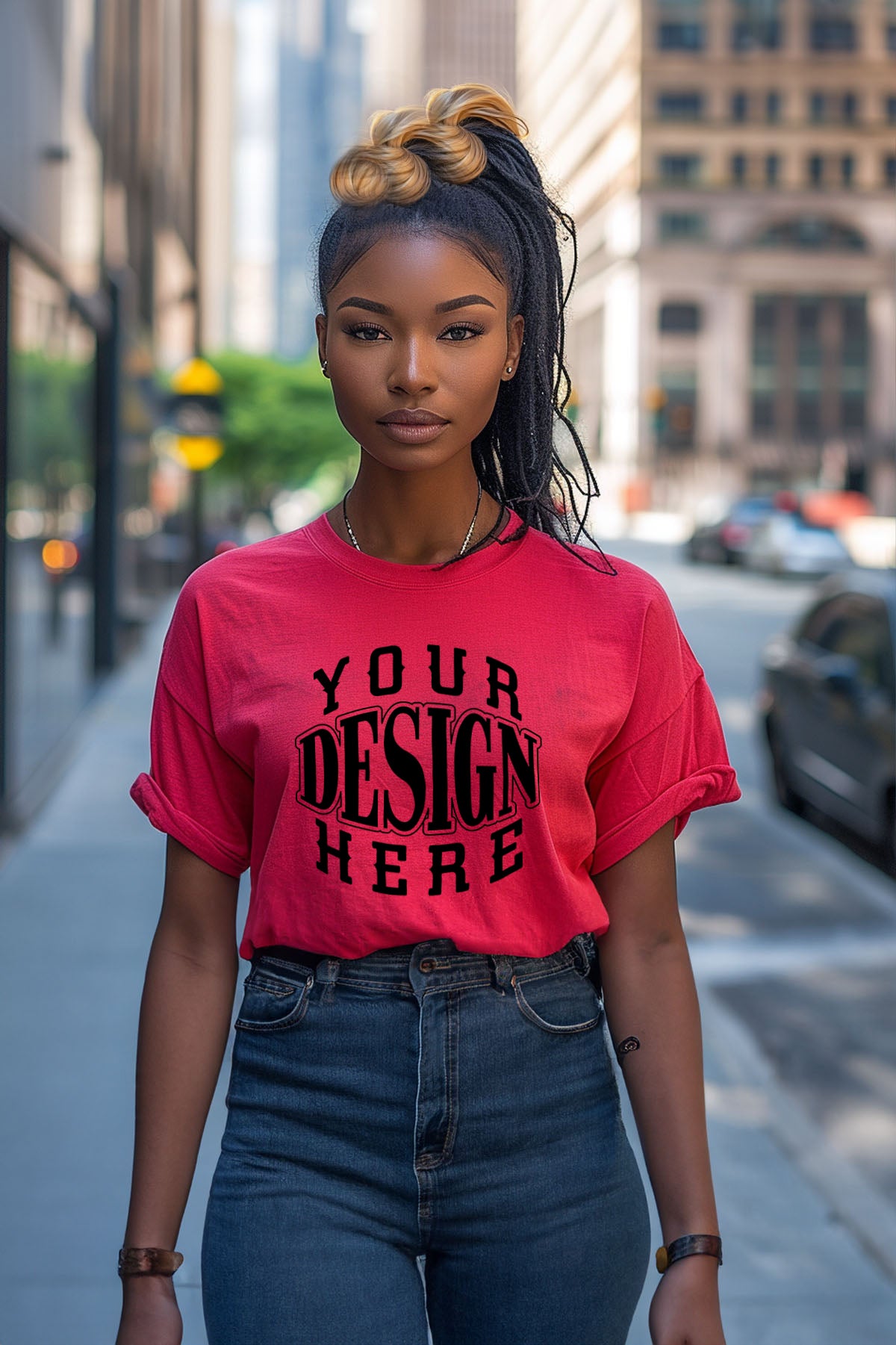 Urban Chic Customizable T-Shirt Digital Art Mockup