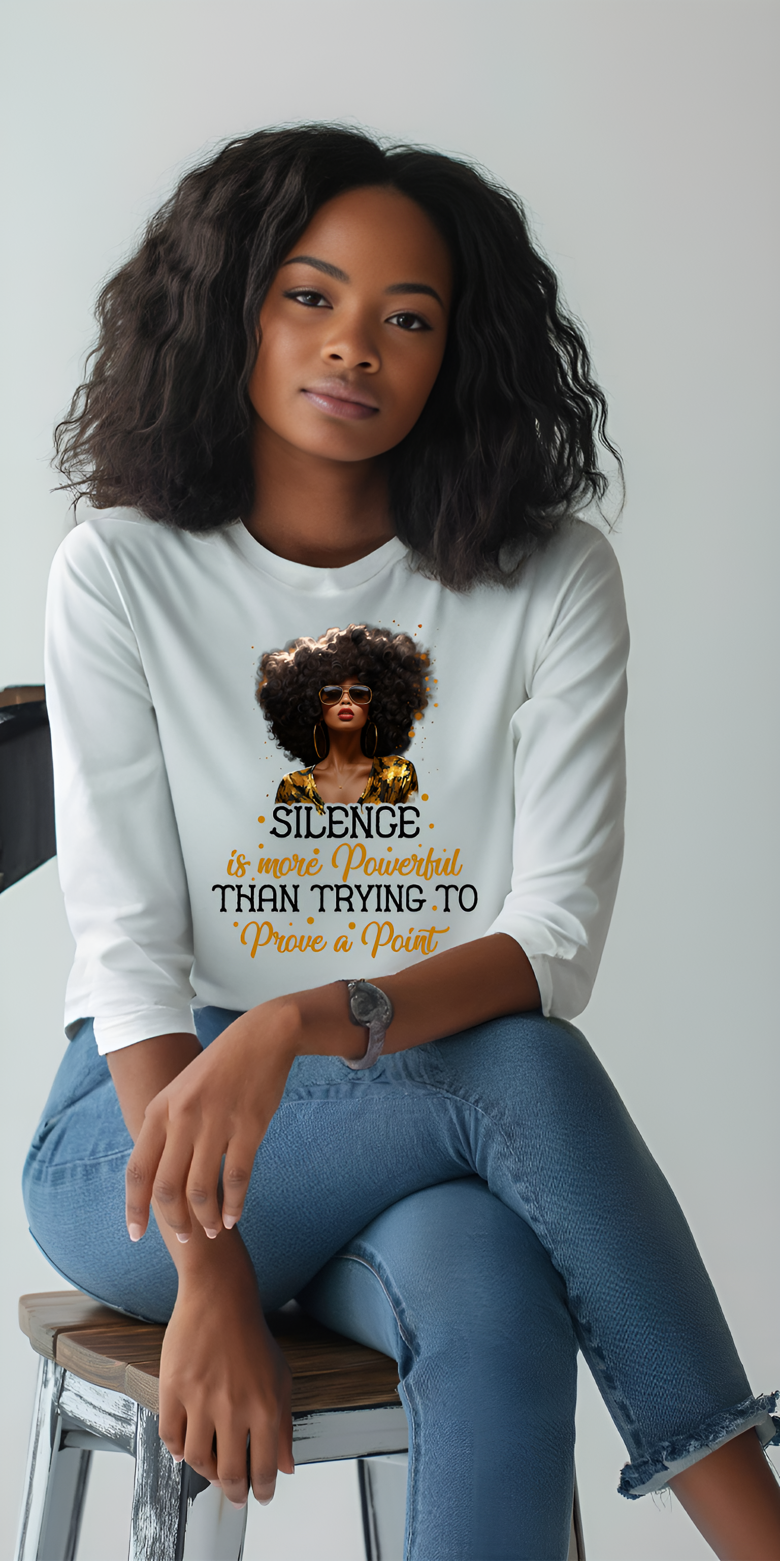 Silence is Powerful – Elegant Afro Art for Apparel Customization