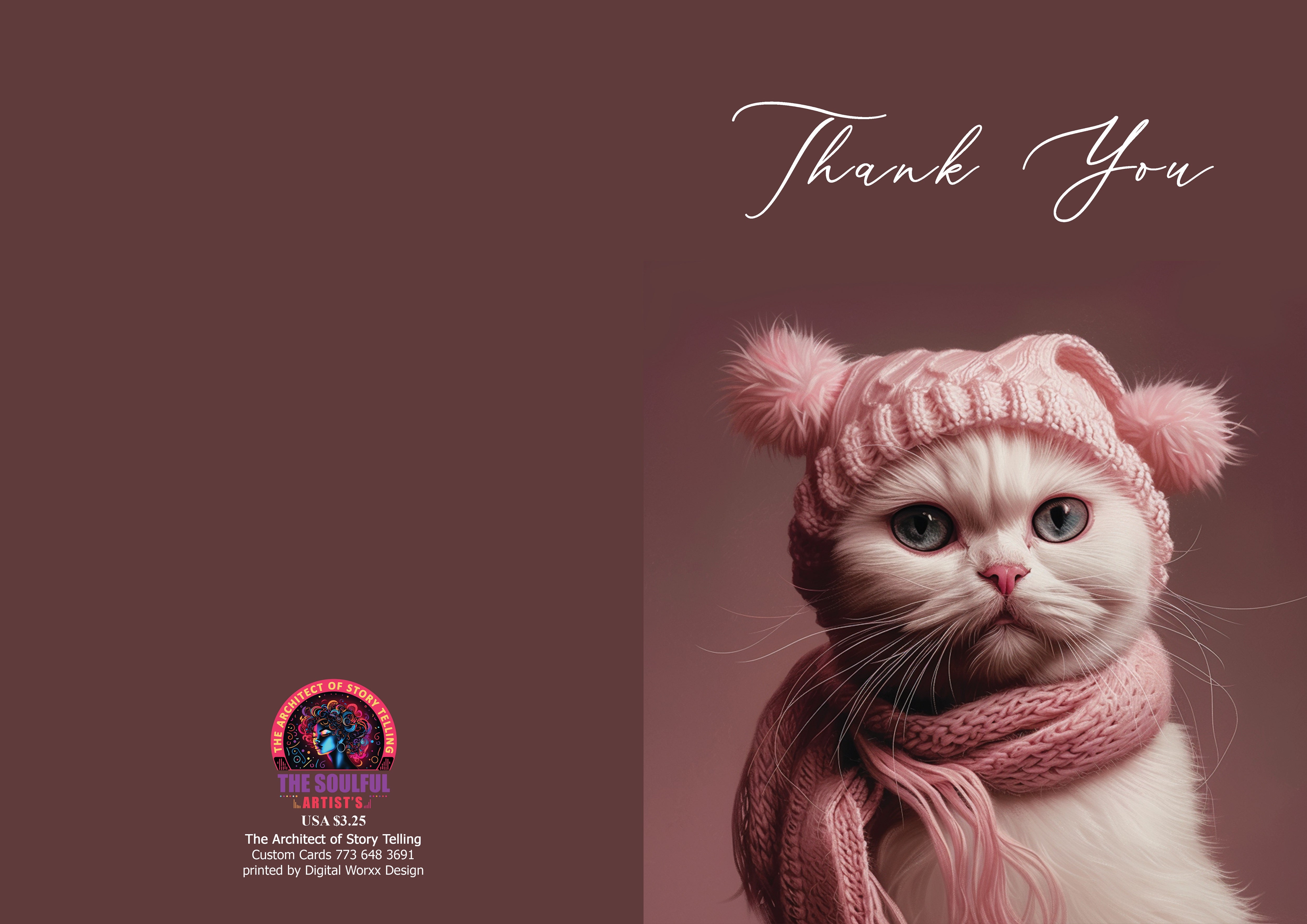 Cat Art "Thank You" Cards – Digital Art Set