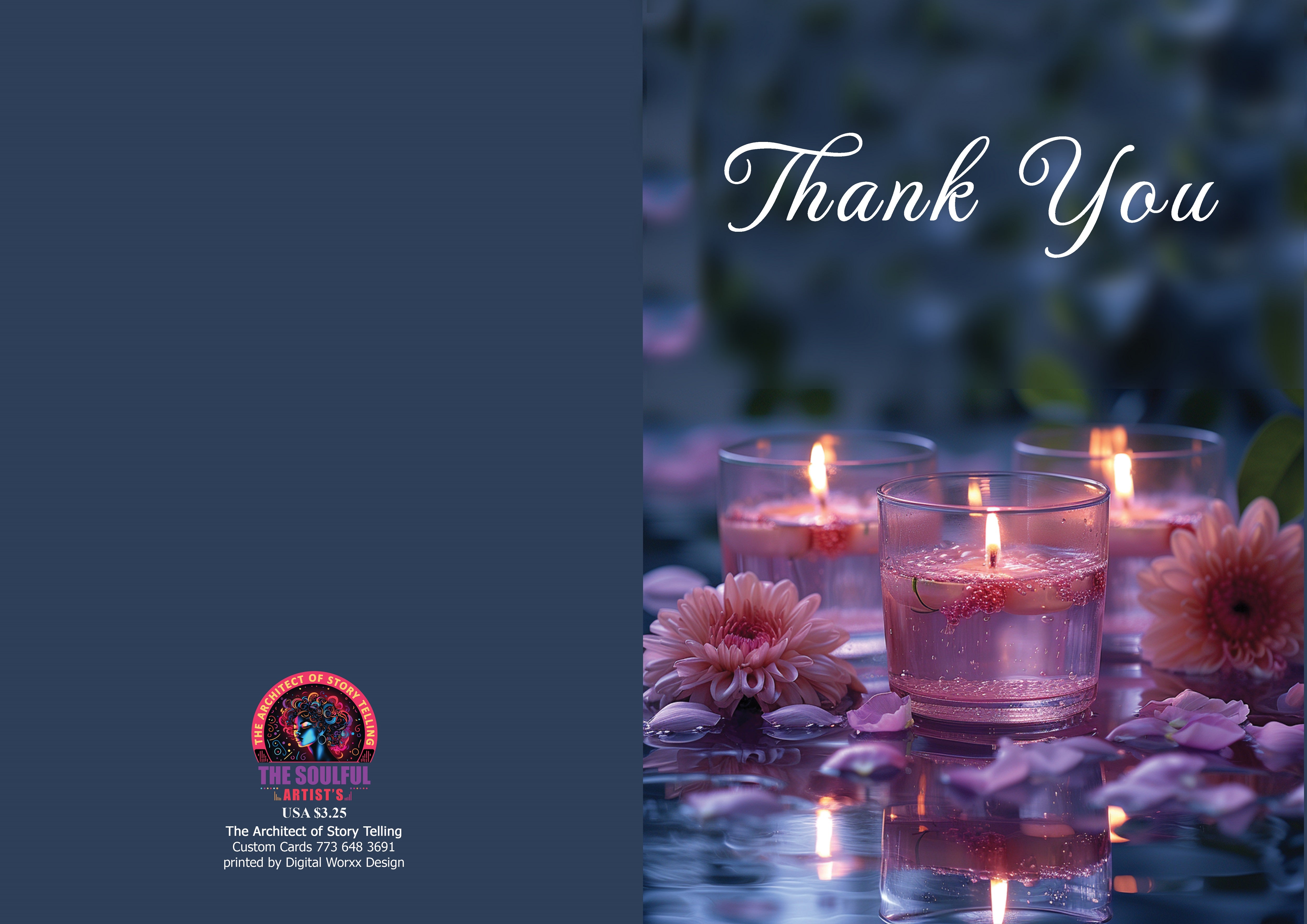 Elegant Candle "Thank You" Cards – Digital Art Set