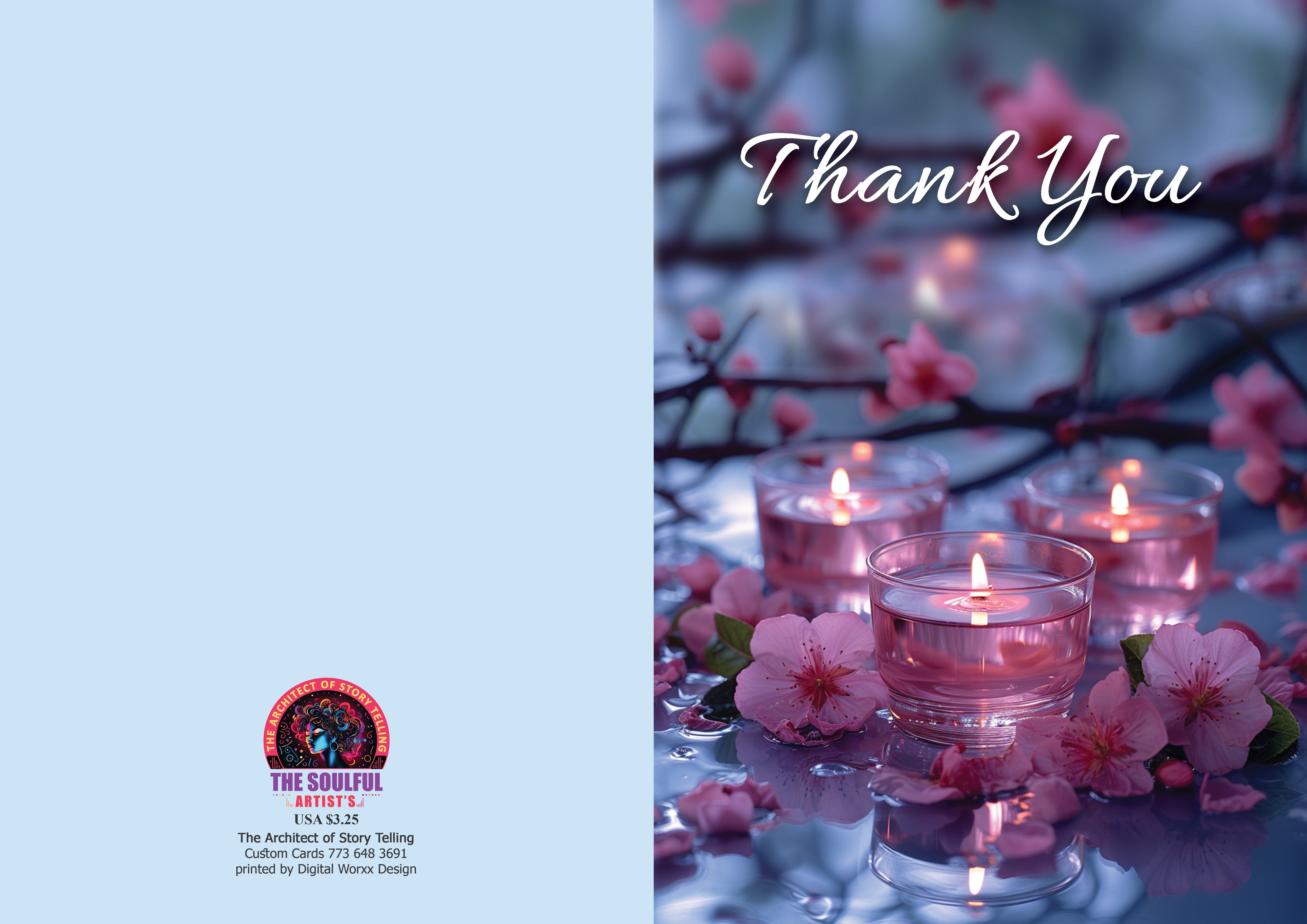 Elegant Candle "Thank You" Cards – Digital Art Set