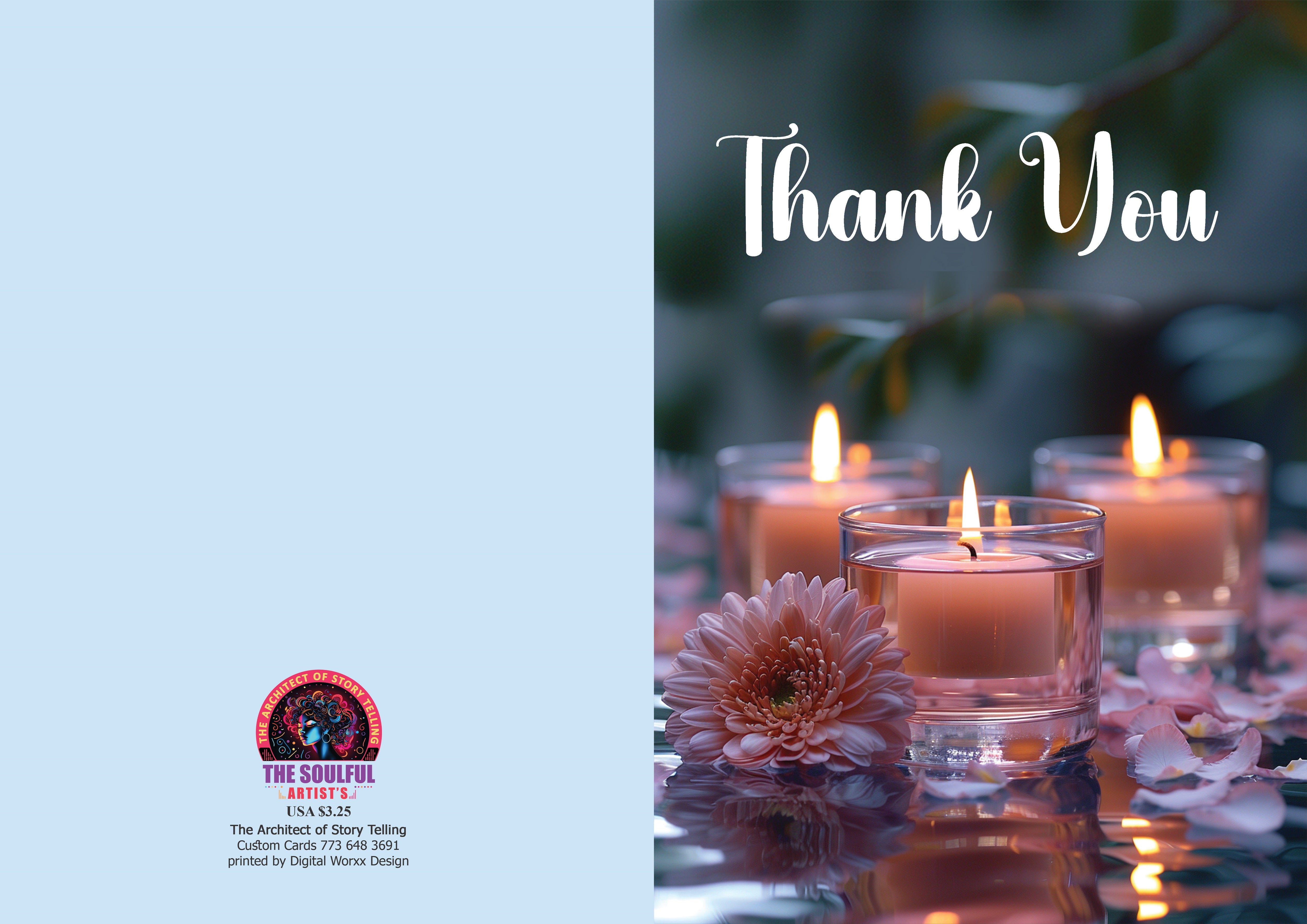 Elegant Candle "Thank You" Cards – Digital Art Set