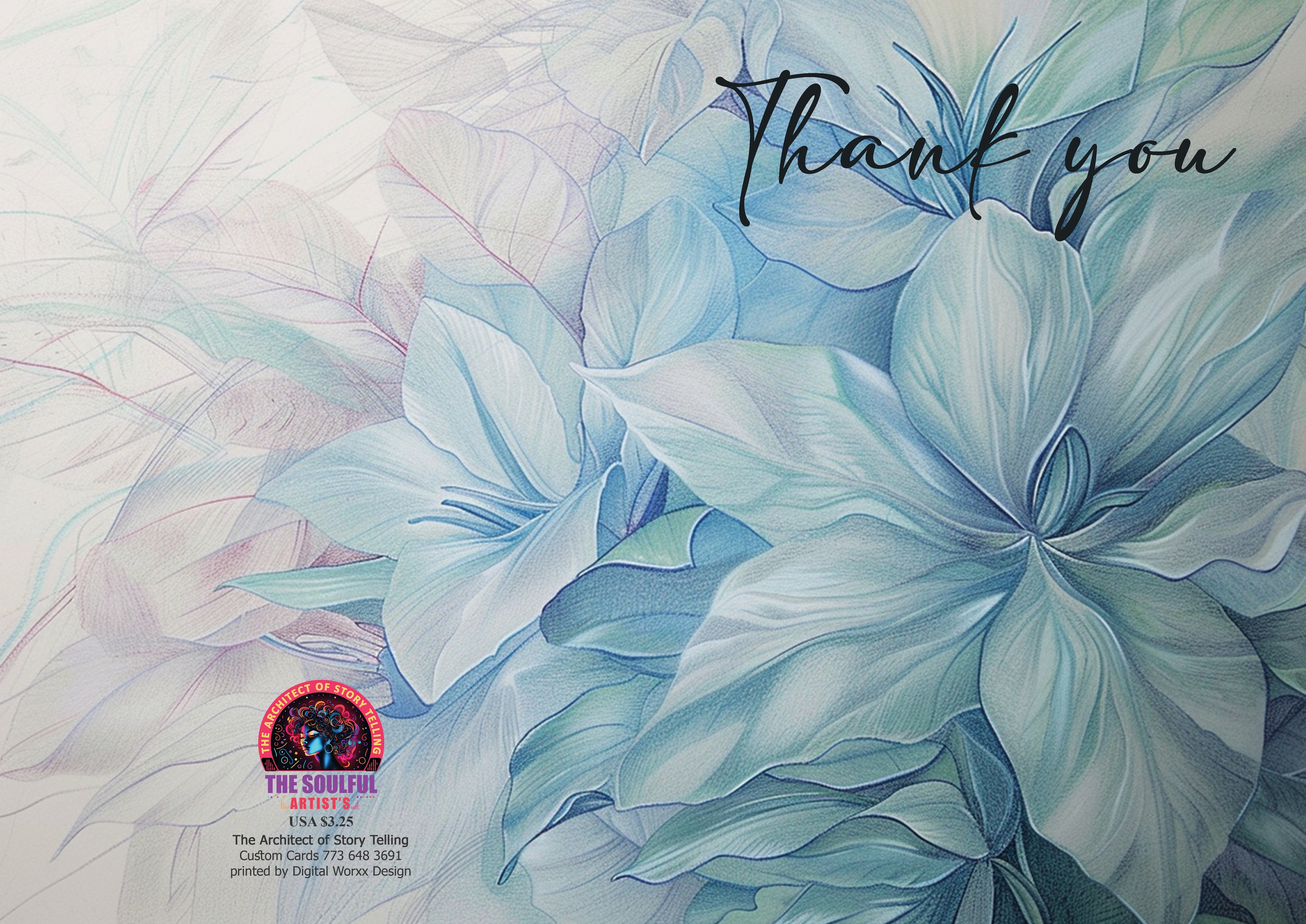 Dahlia Flower "Thank You" Cards – Digital Art Set