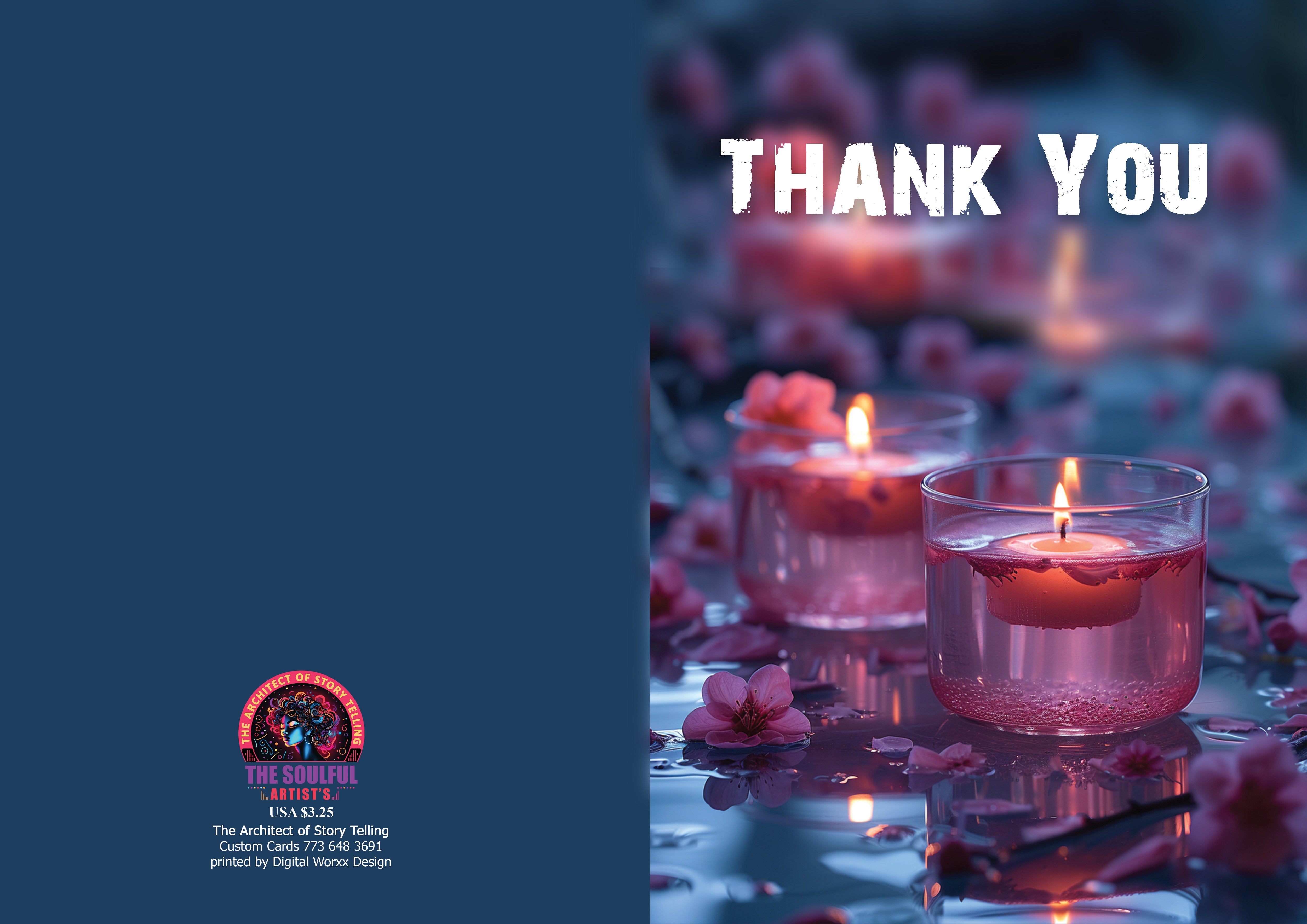 Elegant Candle "Thank You" Cards – Digital Art Set