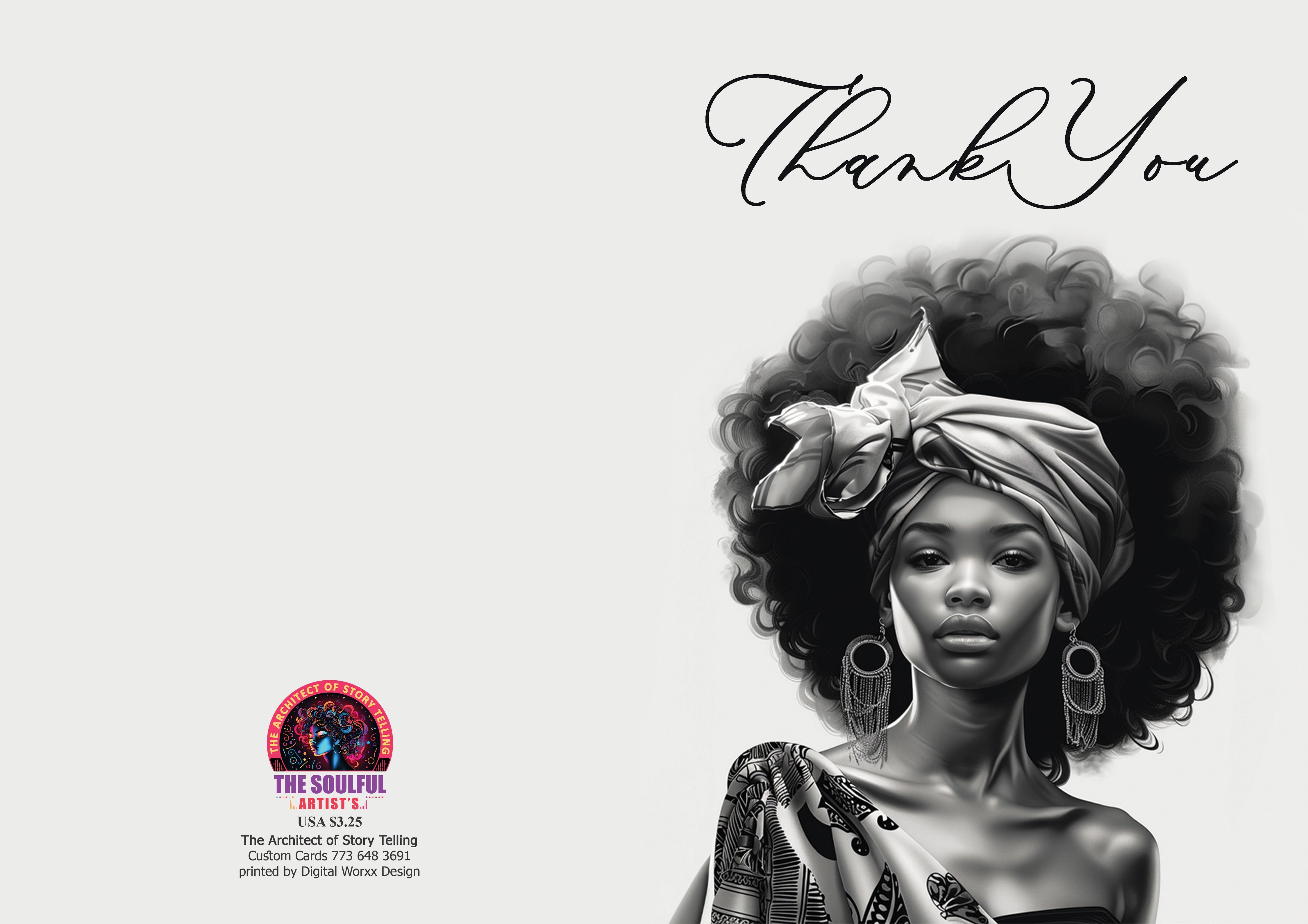 Elegant Afrocentric "Thank You" Cards – Digital Art Set of 5