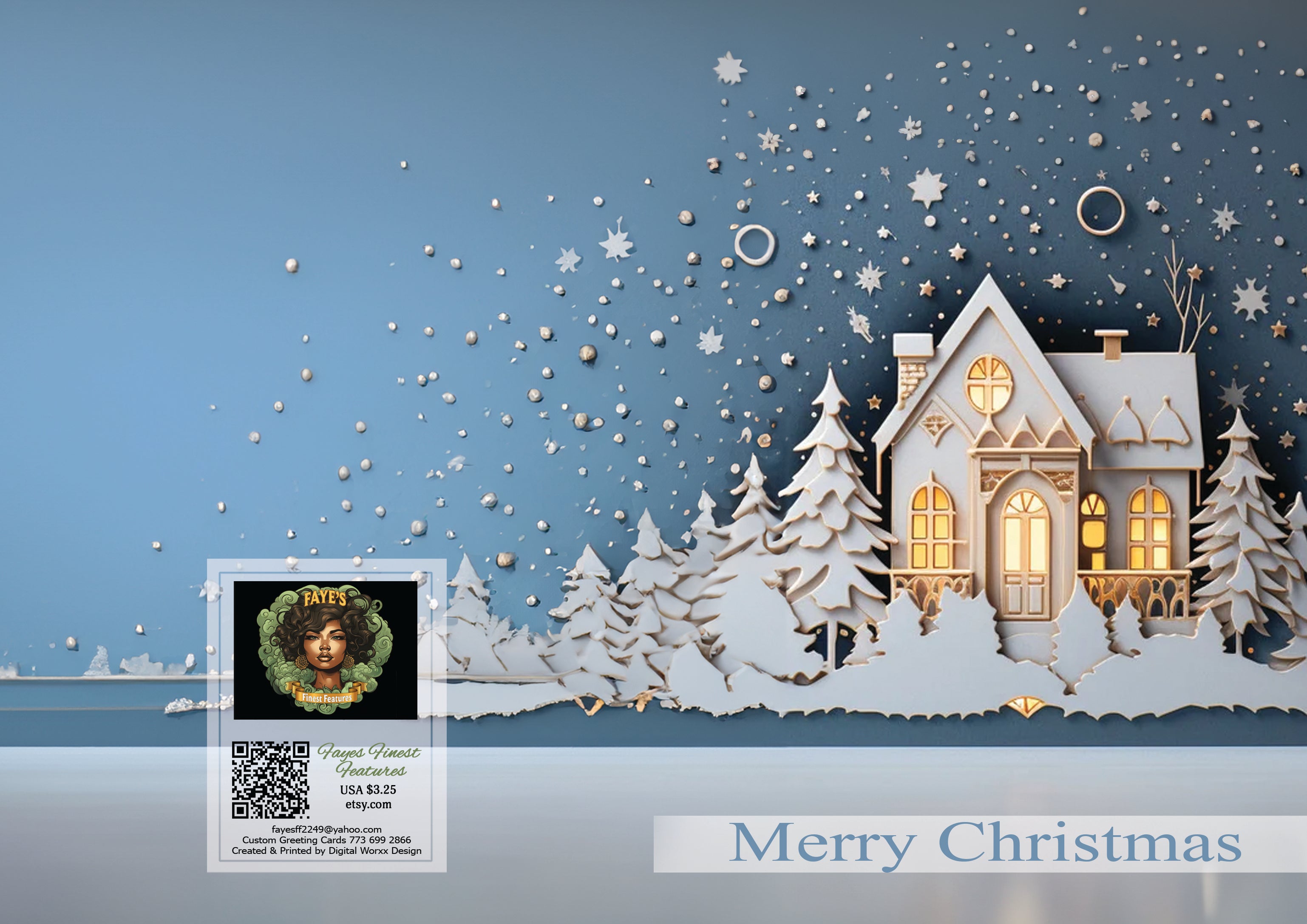 Winter Wonderland Holiday Scene - Cozy Christmas Digital Art Greeting Card