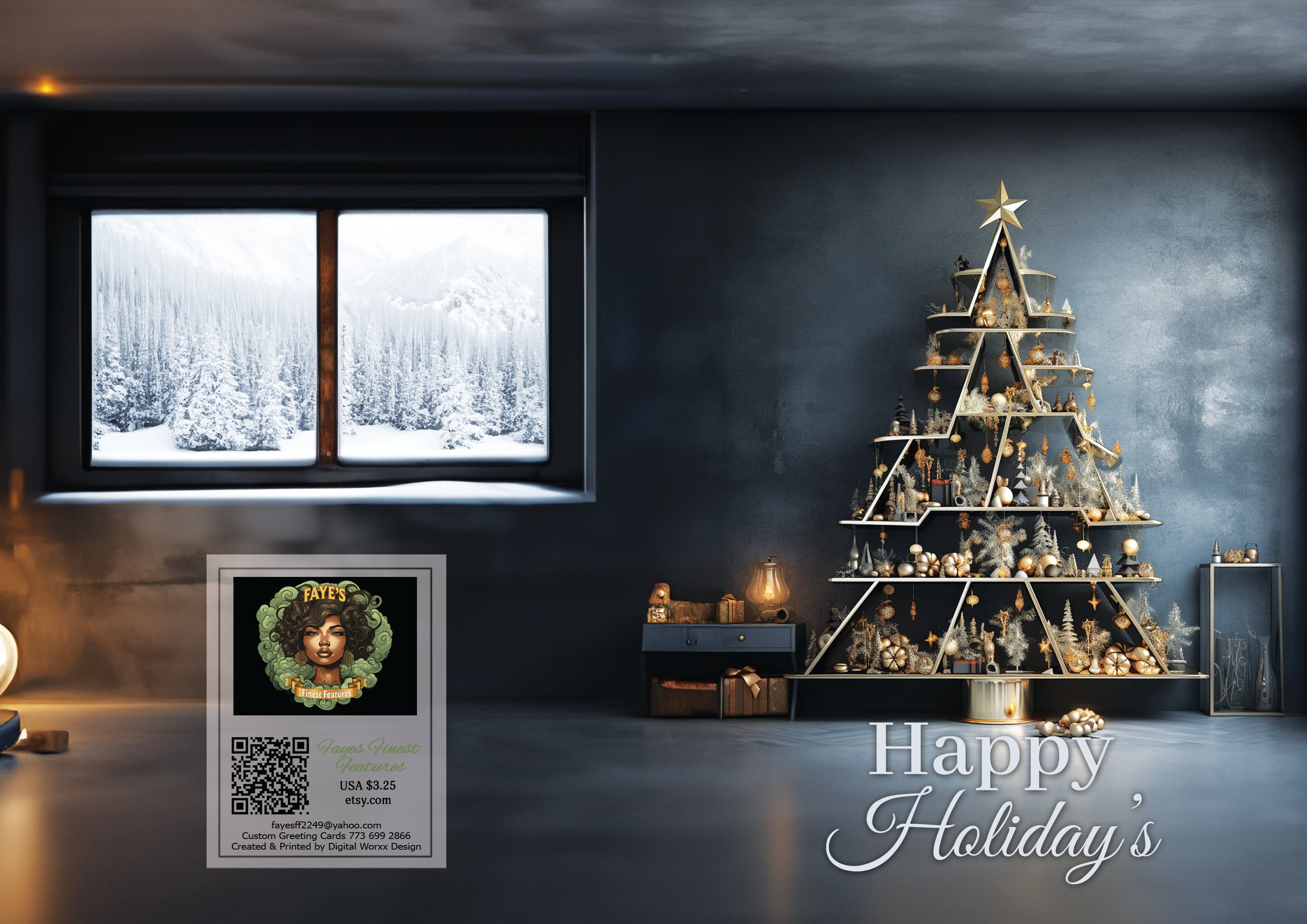 Elegant Geometric Christmas Tree - Modern Holiday Digital Art