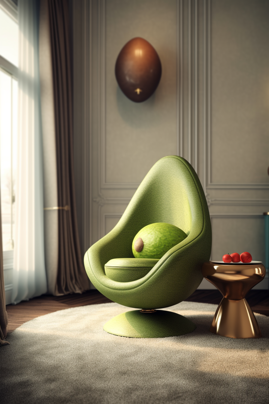 Avocado chair in luxury urban interior detailing