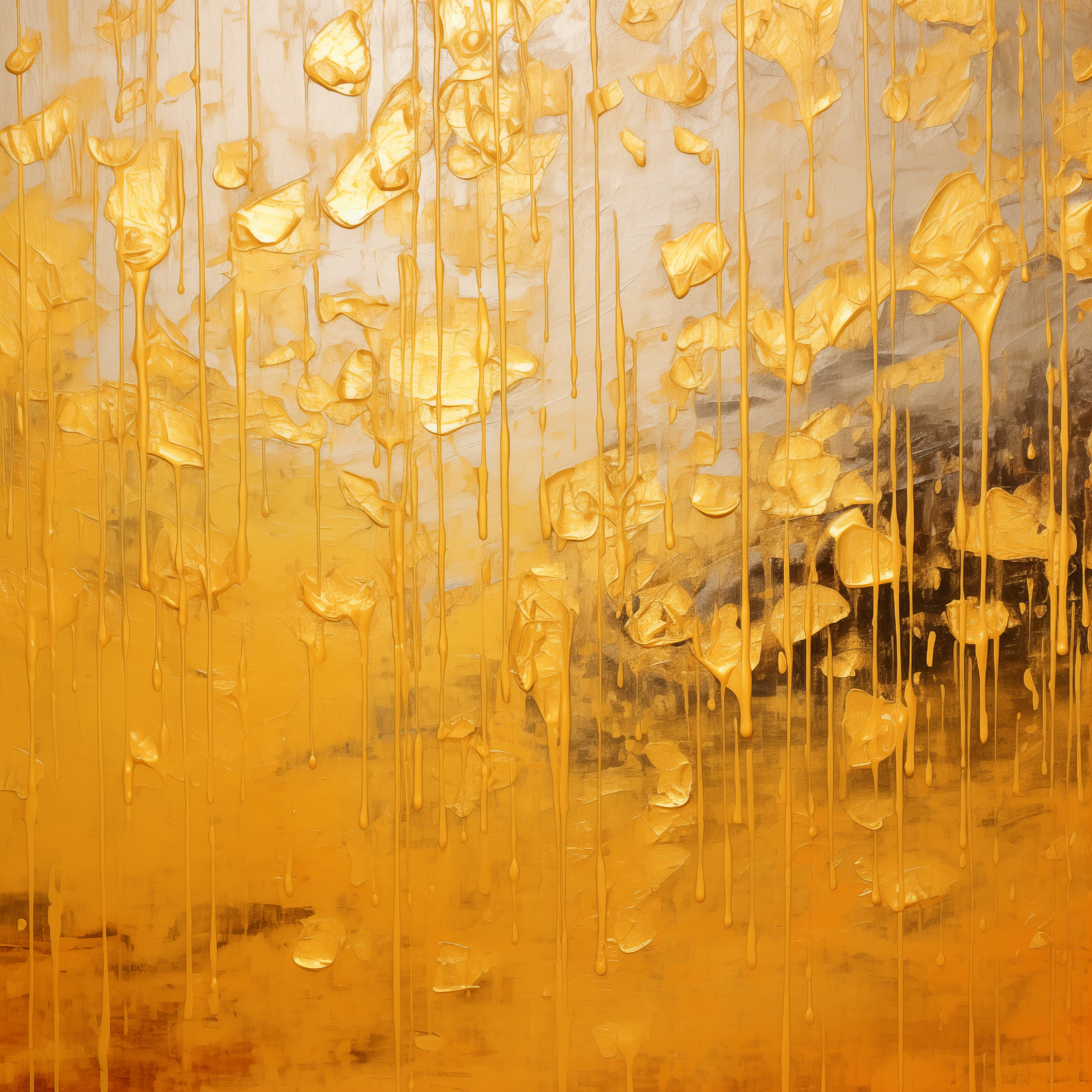 Golden Drizzle: Abstract Textured Wall Art