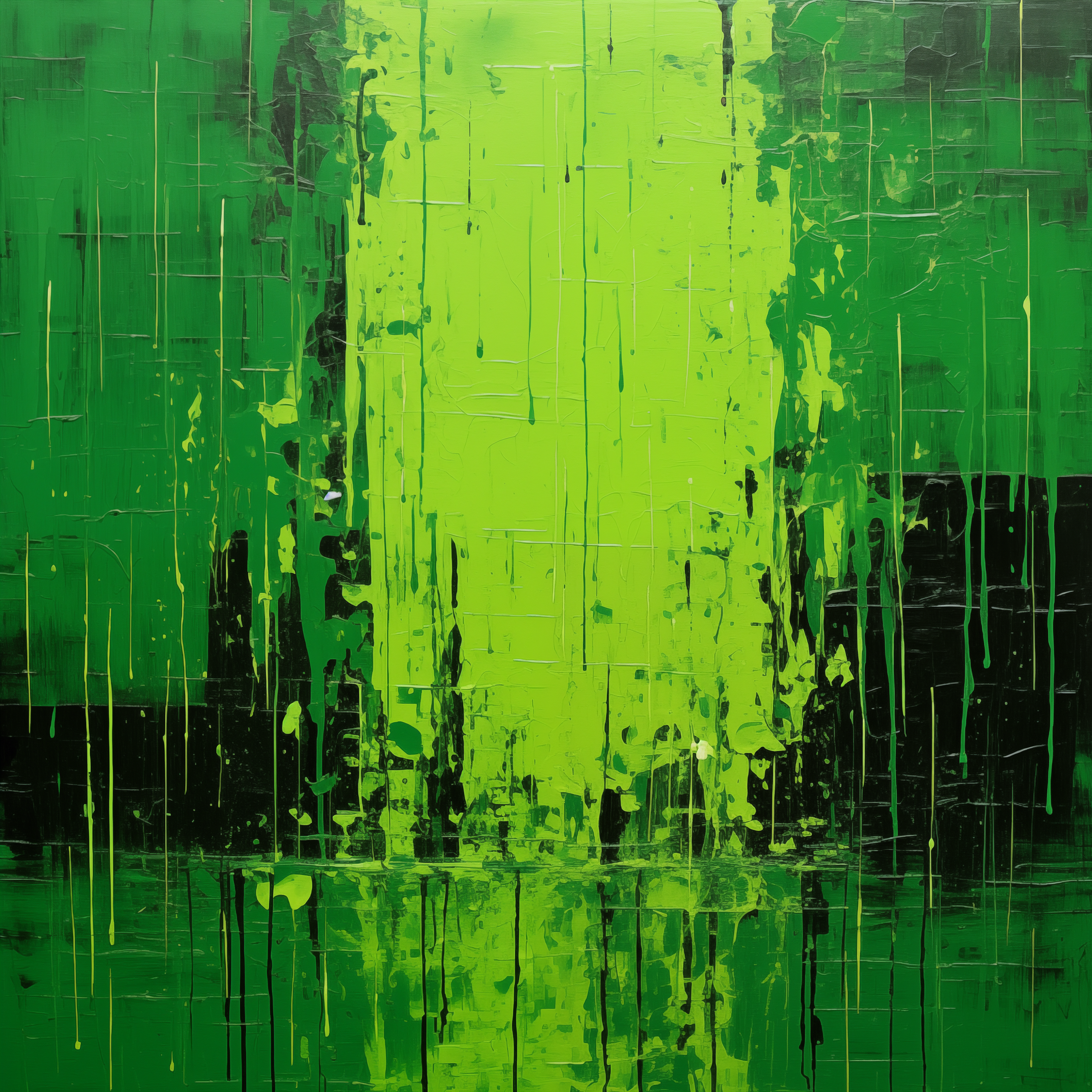 Vibrant Green Abstract Art - Textured Rainy Weather Effect - Digital Download