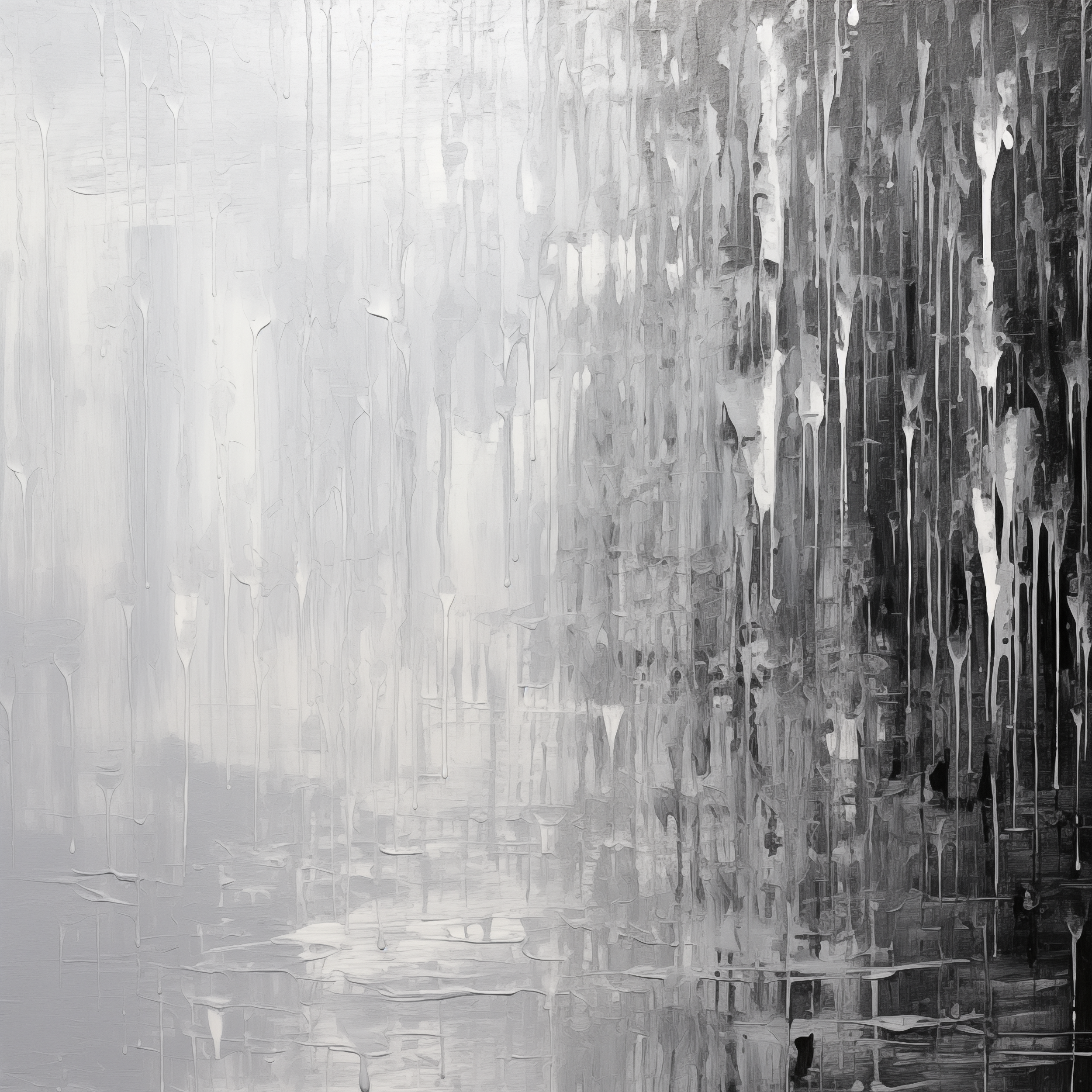 Monochrome Abstract Textured Rainfall - Elegant Silver and Gray Art - Digital Download