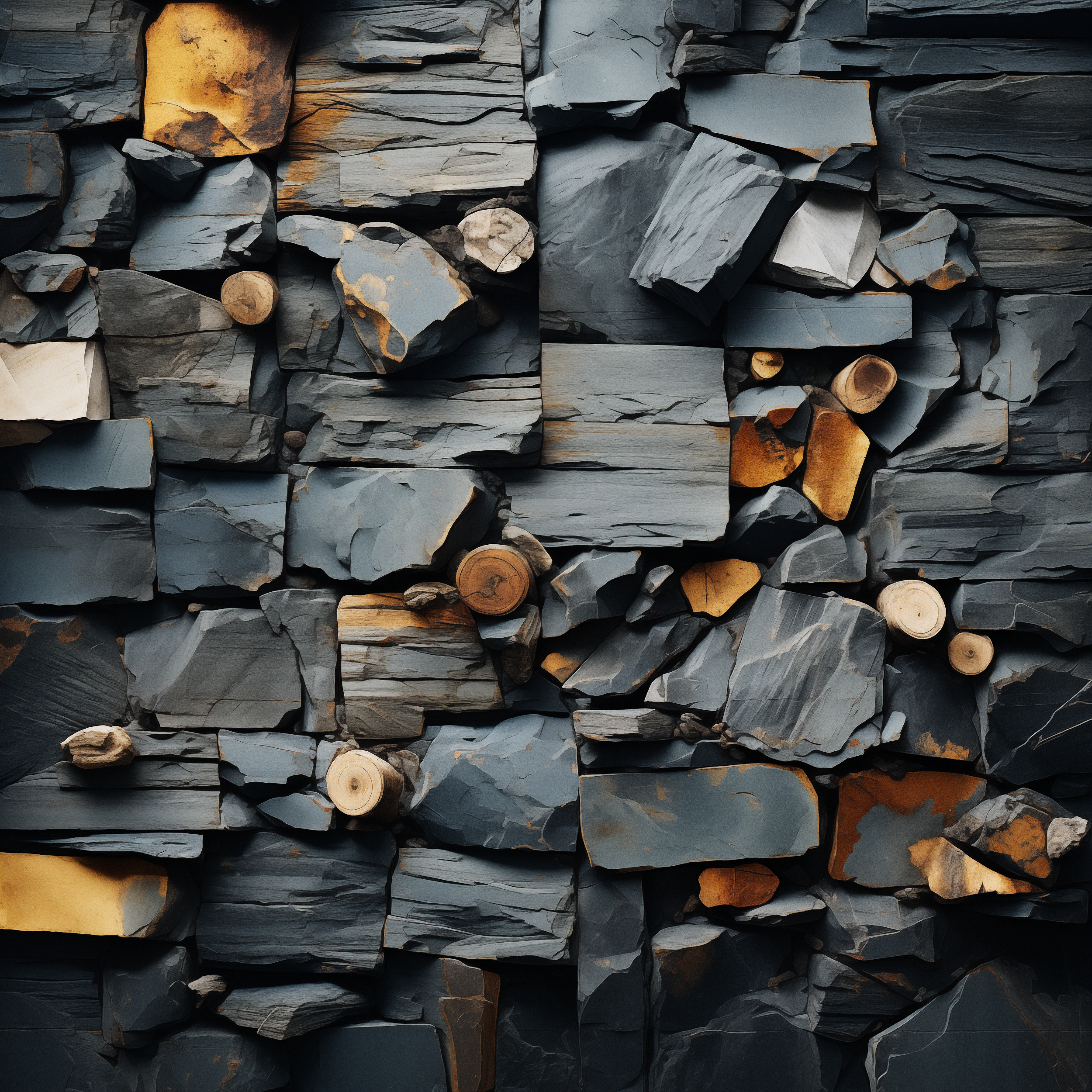 Rustic Blue Stone and Wood Textured Wall Art - Organic Abstract Composition - Digital Download