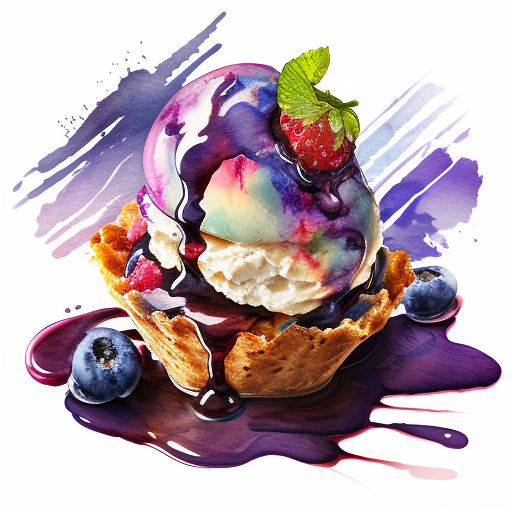Create a water color image of a huckleberry baked