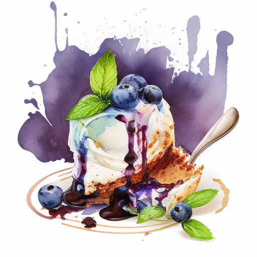 Create a water color image of a huckleberry baked