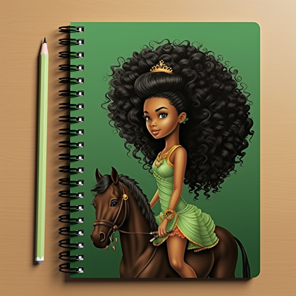 A Beautiful  young girl and her horse green color Equestrian note book