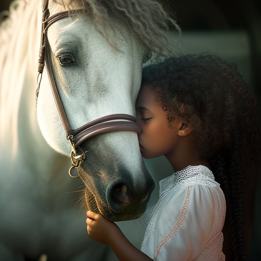 african american girl kissing a white horse - The Soulful Artists
