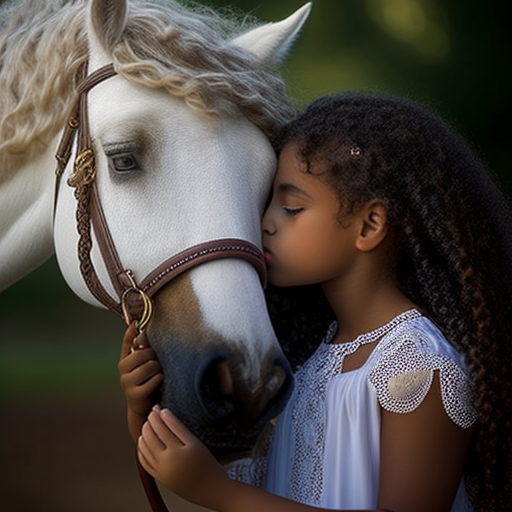 african american girl kissing a white horse - The Soulful Artists