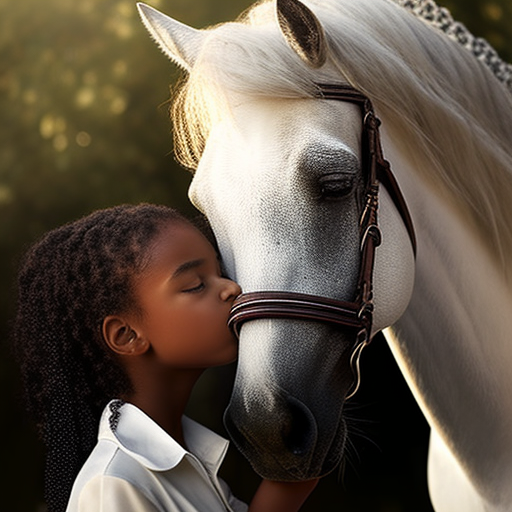 african american girl kissing a white horse - The Soulful Artists