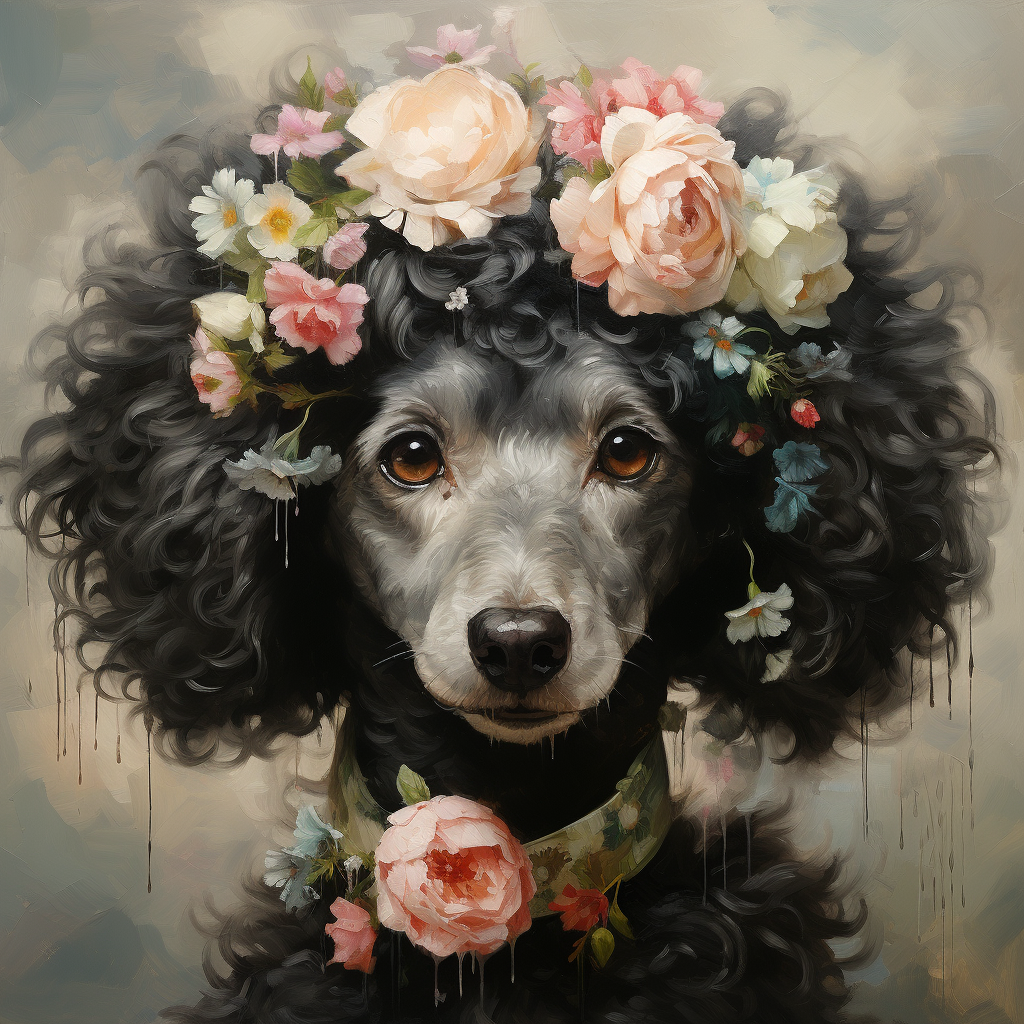 Elegance in Bloom: The Black Poodle's Grace - The Soulful Artists