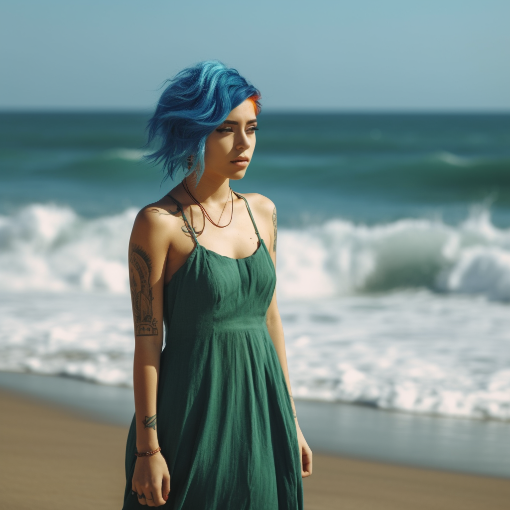 Casual Grace: Full-Body Hispanic Woman in Casual Dress