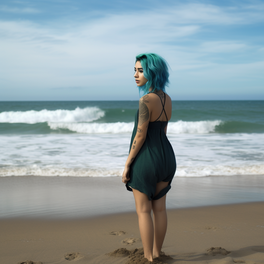 Timeless Charm: Full-Body Hispanic Woman in Casual Dress