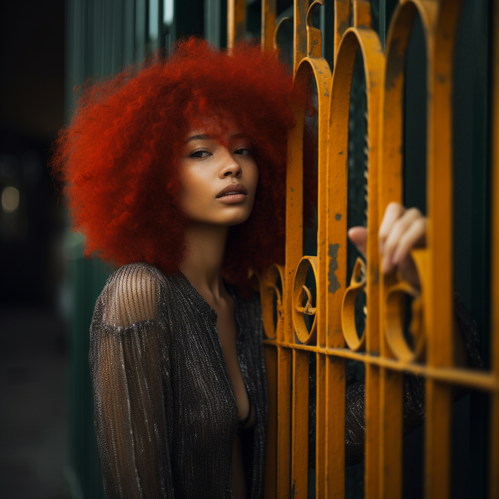 Graceful Heritage: Asian-Black Woman with Flowing Hair