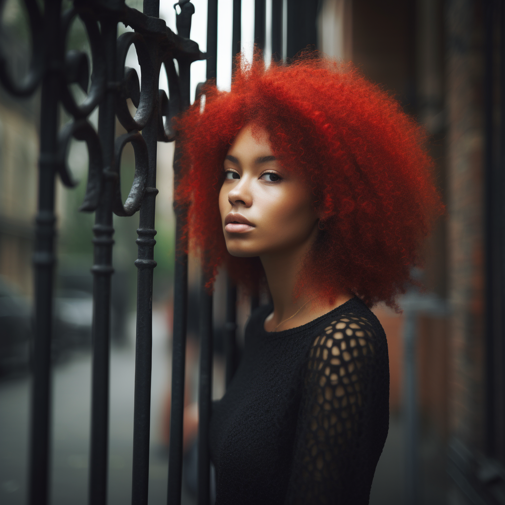 Exotic Fusion: Beautiful Asian-Black Woman with Flowing Elegance