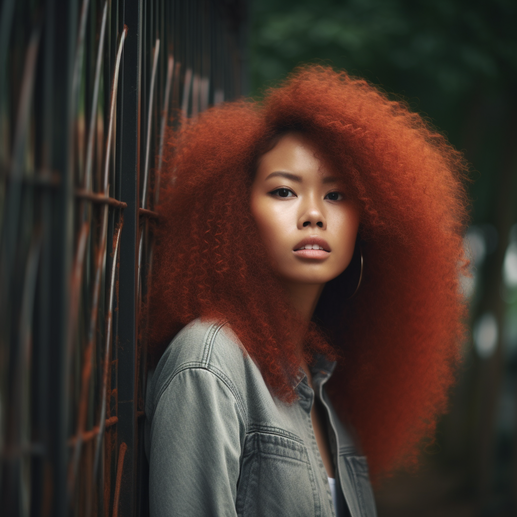 Radiant Fusion: Asian-Black Woman with Flowing Beauty