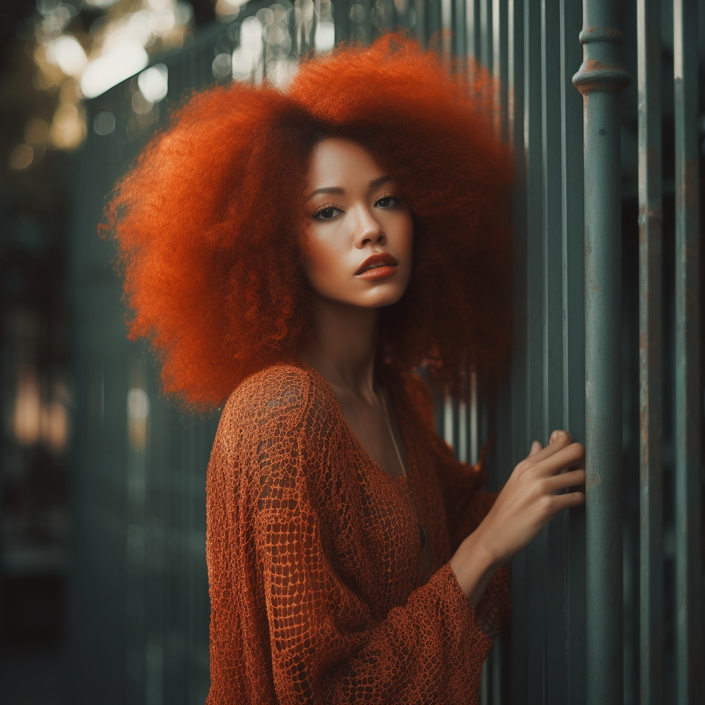 Serene Beauty: Asian-Black Woman with Cascading Hair
