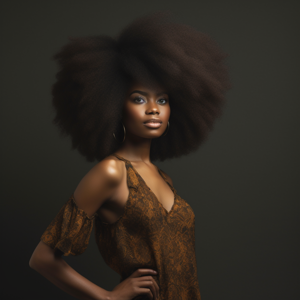 beautiful black woman with long afro