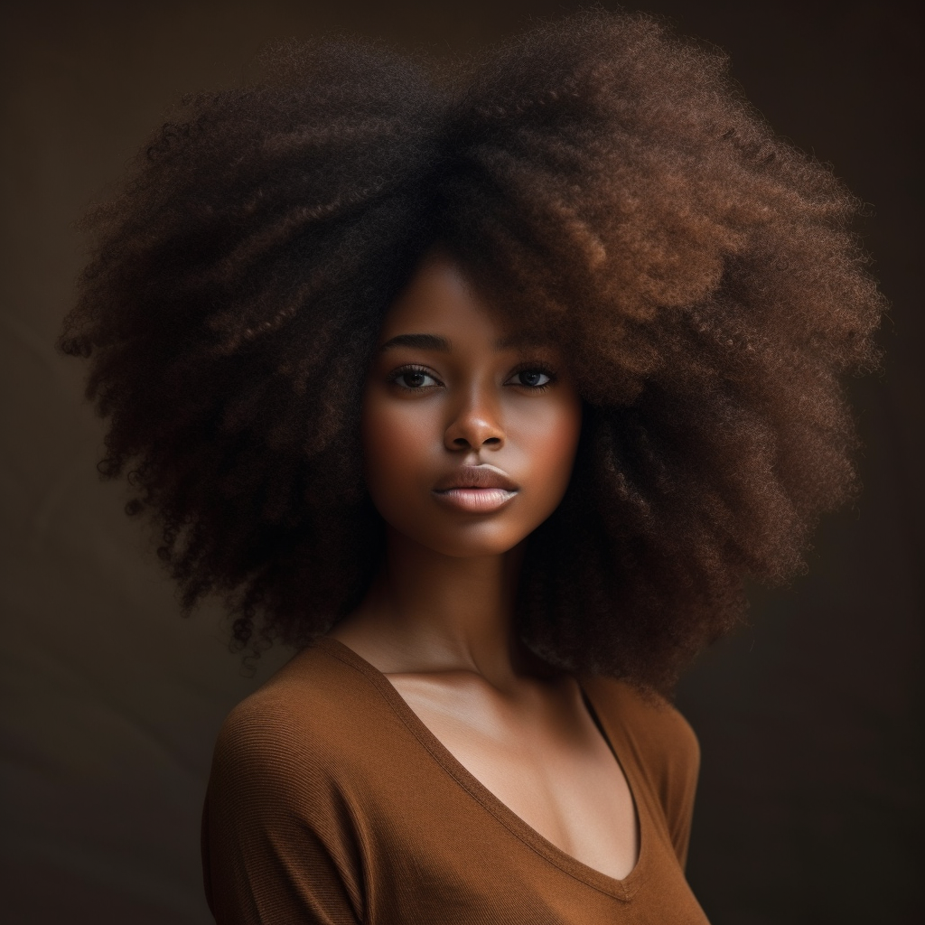 beautiful black woman with long afro