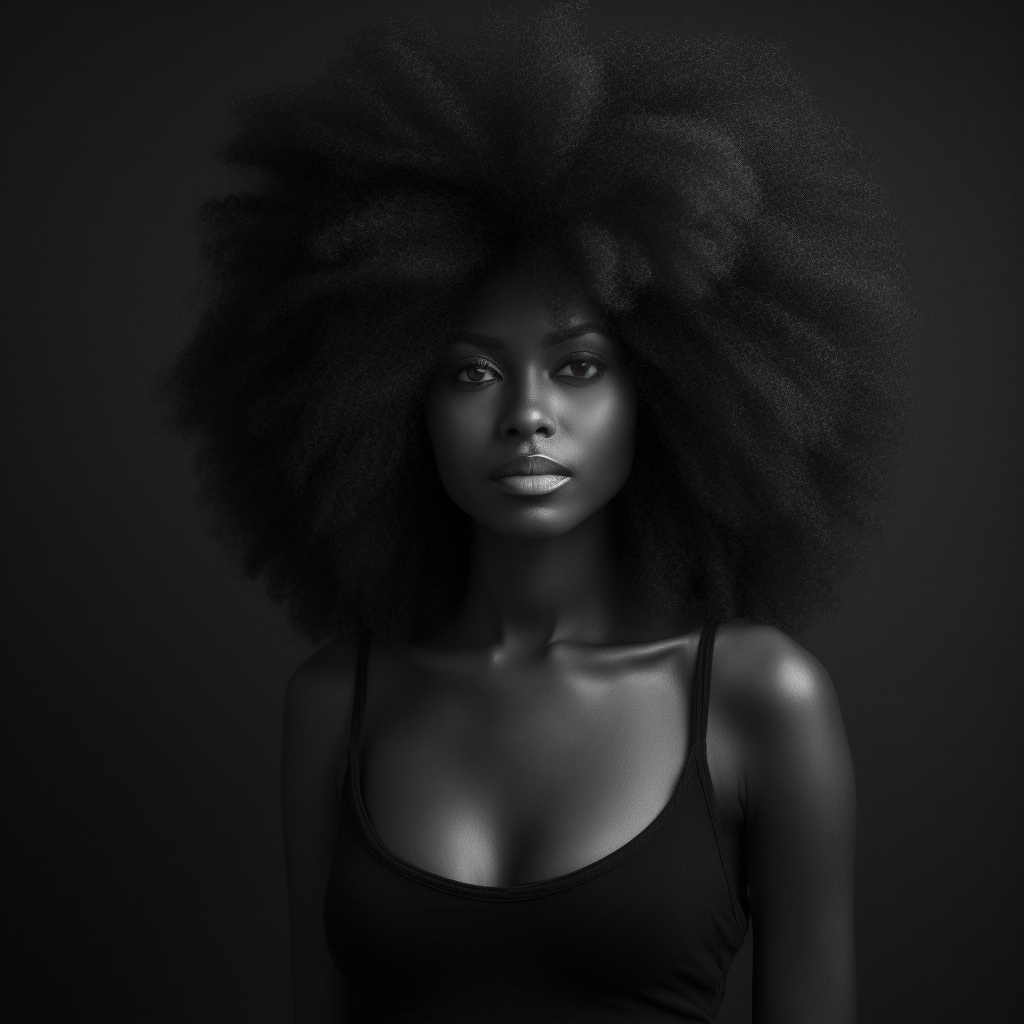 beautiful black woman with long afro