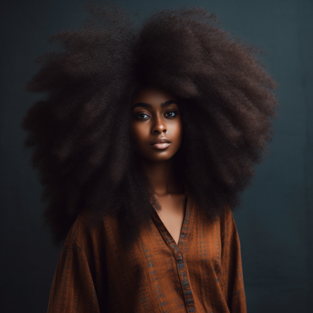 beautiful black woman with long afro