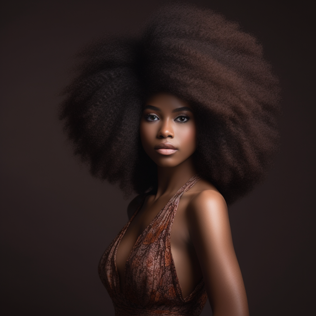 beautiful black woman with long afro