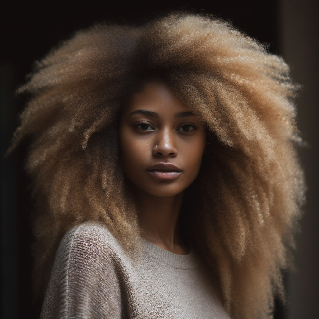 beautiful black woman with long afro