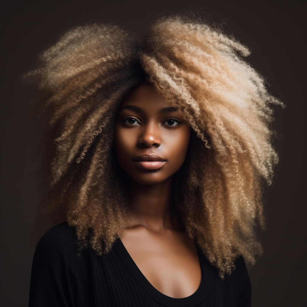beautiful black woman with long afro