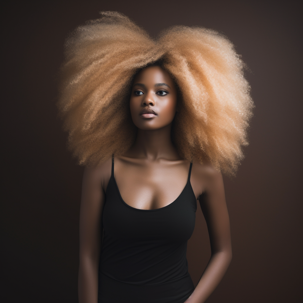 beautiful black woman with long afro