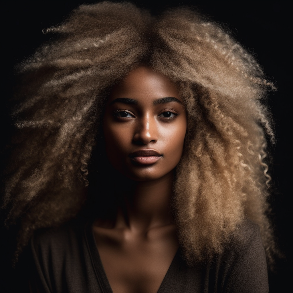 beautiful black woman with long afro