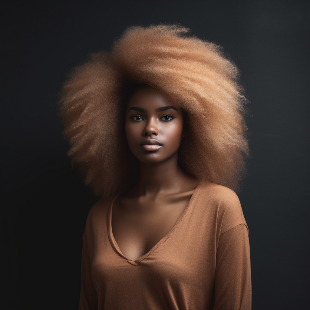 beautiful black woman with long afro