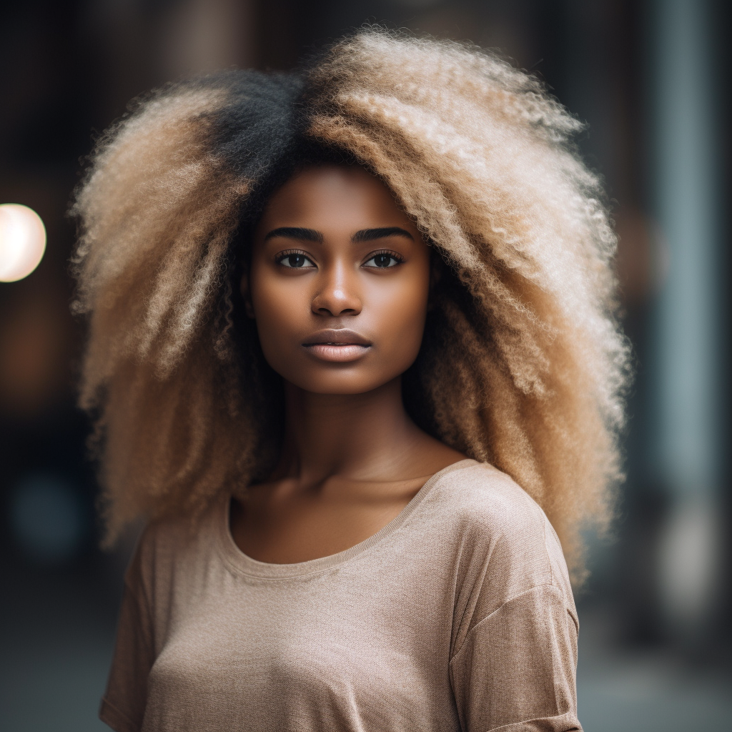 beautiful black woman with long afro
