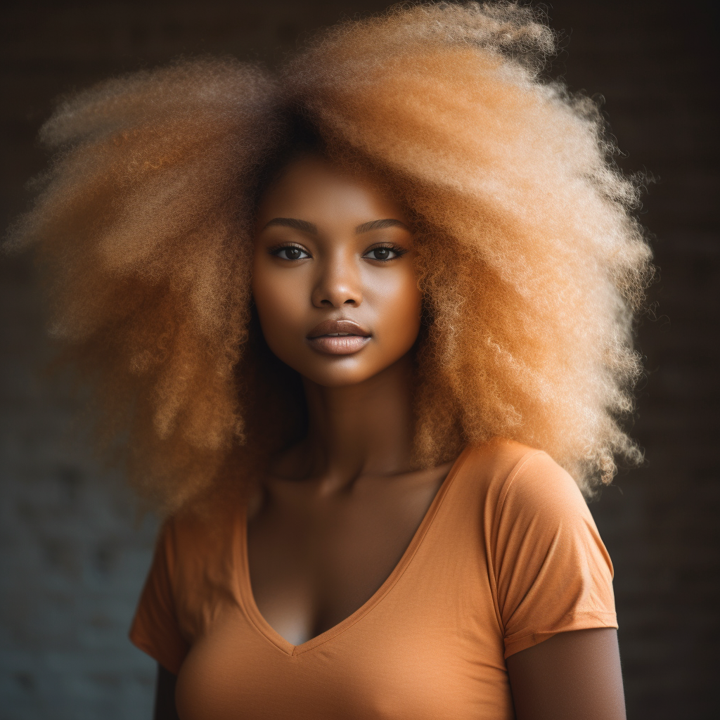 beautiful black woman with long afro