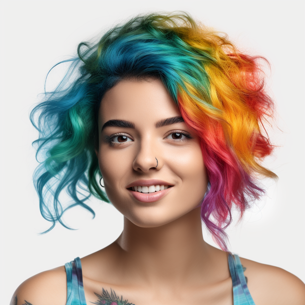 Burst of Joy: Hispanic Woman with Colorful Hair